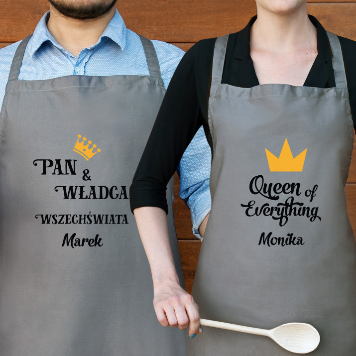 Król i królowa - Zestaw dwóch fartuchów kuchennych